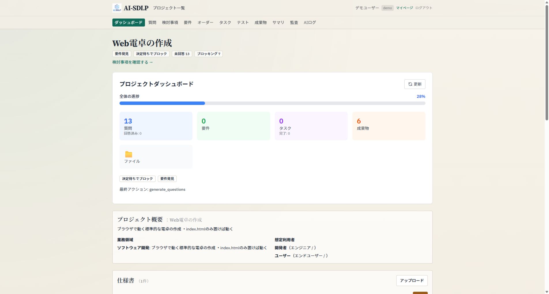 AI-SDLC Platform dashboard